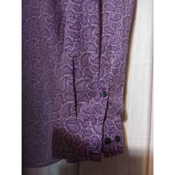 Kenneth Cole Reaction Shirt Men's 16.5‎ Purple Paisley Button Front Long Sleeve - Picture 4 of 9